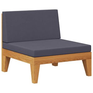 vidaXL Mittensits med mörkgrå dynor massivt akaciaträ