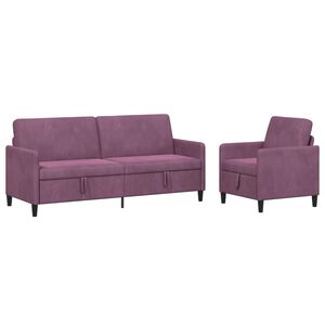 vidaXL Soffgrupp med f&ouml;rvaring 2 st Lila Polyester