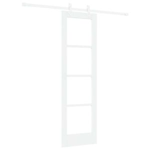 vidaXL Skjutd&ouml;rr Vit 61 x 198,5 cm Massivt talltr&auml; och glas