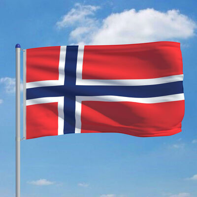 vidaXL Norges flagga och flaggstång i aluminium 6 m