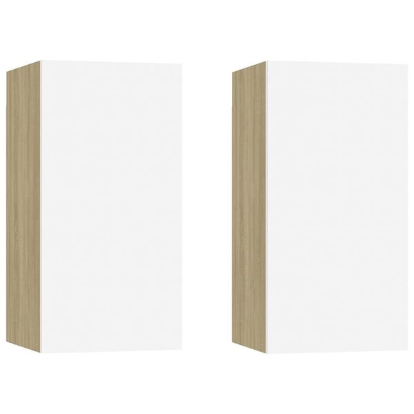 vidaXL TV-sk&aring;p 2 st vit och sonoma-ek 30,5x30x60 cm konstruerat tr&auml;