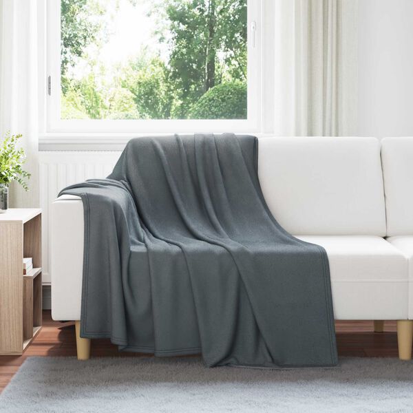 vidaXL Kastfilt M&ouml;rkgr&aring; 200 x 150 cm Fleece