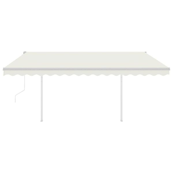 vidaXL Markis med stolpar automatisk inf&auml;llbar 4x3 m gr&auml;ddvit