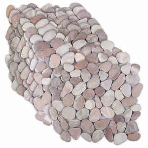 vidaXL Pebble Tiles Beige och ljusrosa 30 x 30 cm Flodsten
