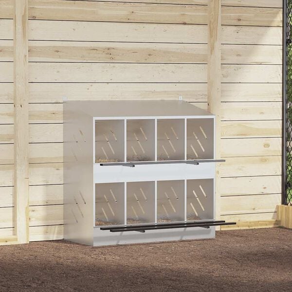 vidaXL Kycklingholk med 8 fack galvaniserad silvermetall