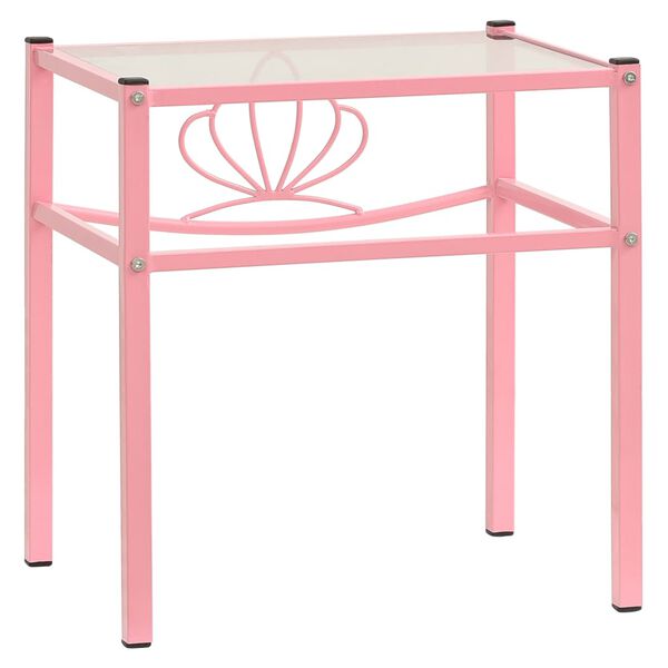 vidaXL S&auml;ngbord 2 st rosa och transparent metall och glas