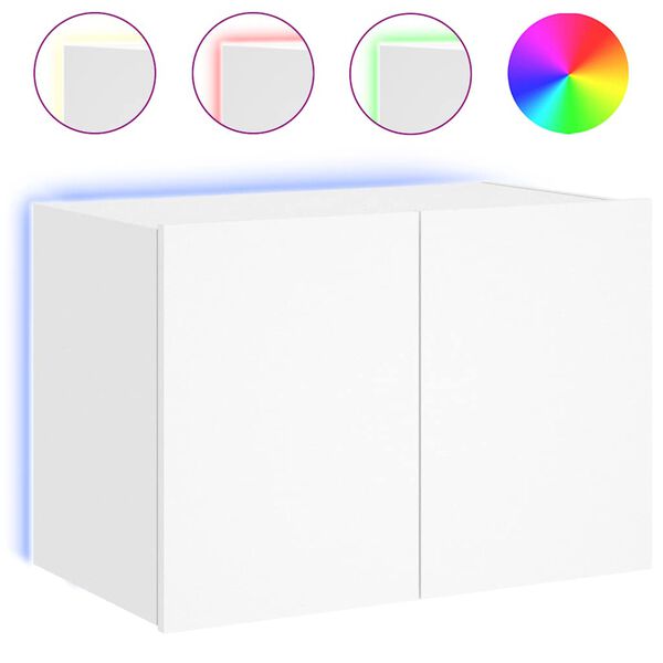 vidaXL V&auml;ggmonterad tv-b&auml;nk LED vit 60x35x41 cm