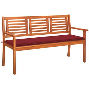 vidaXL Tr&auml;dg&aring;rdsb&auml;nk 3-sits med dyna 150 cm massivt eukalyptustr&auml;