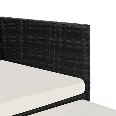 vidaXL Trädgårdssoffa 2-sits med bord & fotpallar konstrotting svart