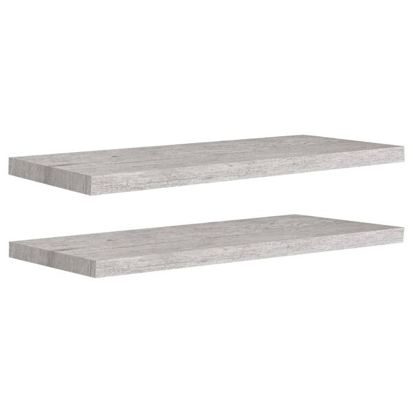 vidaXL Svävande vägghyllor 2 st betonggrå 80x23,5x3,8 cm MDF
