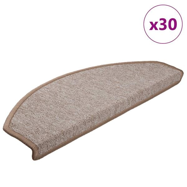 vidaXL Trappmattor 30 st 65x24x4 cm ljusbruna halvrunda stora