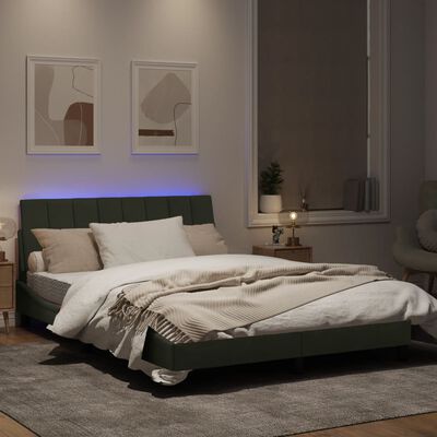 vidaXL Sängram med LED-belysning ljusgrå 140x190 cm sammet