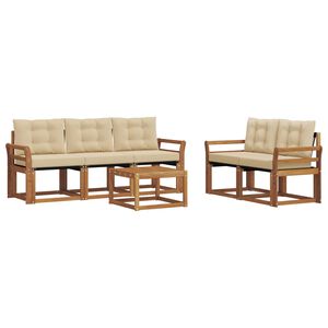 vidaXL Utomhussoffset med kudde 6 pcs Naturlig och Beige