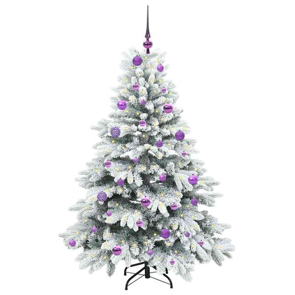vidaXL Konstgjord julgran med 150 LED-lampor Vit 150 cm PE och PVC