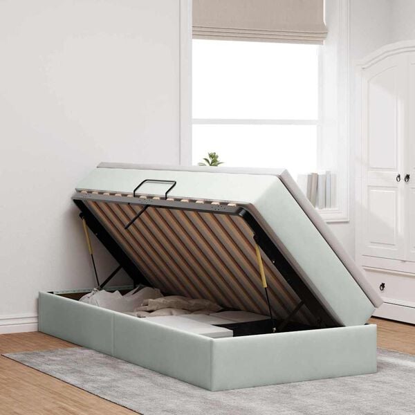 vidaXL F&ouml;rvaringss&auml;ng med madrass Ljusgr&aring; 100 x 200 cm Sammet