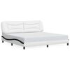 vidaXL Bed Frame with LED without Mattress "Hvar" White and Black 200x200 cm