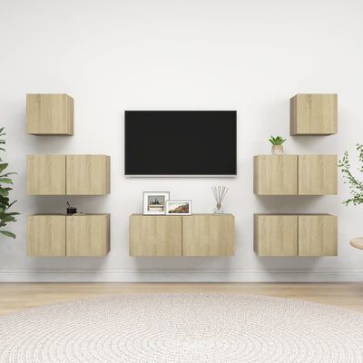 vidaXL TV-skåp 7 delar sonoma-ek konstruerat trä