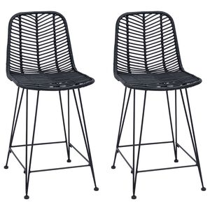 vidaXL Barstol 2 pcs Svart 44,5 x 54,5 x 97,5 cm Rattan och J&auml;rn