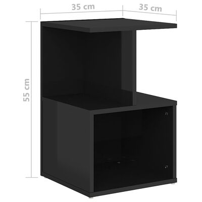 vidaXL Sängbord 2 st svart högglans 35x35x55 cm konstruerat trä