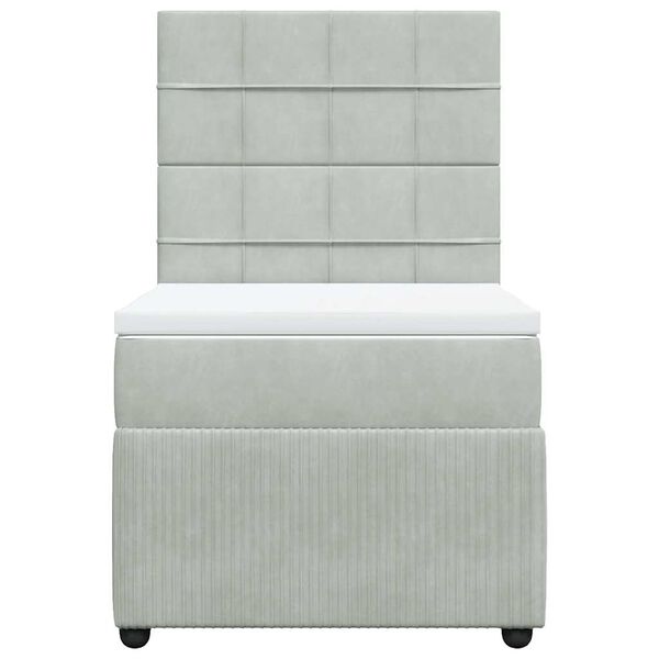 vidaXL Rams&auml;ng med madrass ljusgr&aring; 100x200 cm sammet