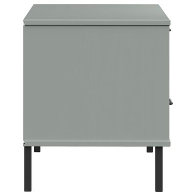 vidaXL Tv-bänk med metallben OSLO grå massiv furu