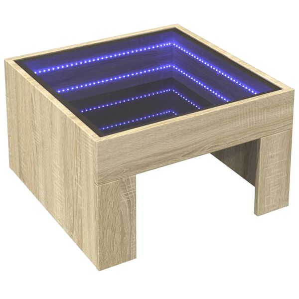 vidaXL Soffbord med Infinity LEDs sonoma-ek 50x50x30 cm