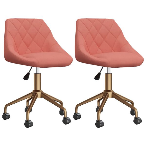 vidaXL Snurrbara matstolar 2 st rosa sammet