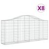 vidaXL Gabioner bågformade 8 st 200x30x80/100 cm galvaniserat järn