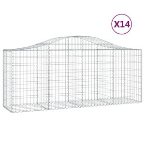 vidaXL Gabioner b&aring;gformade 14 st 200x50x80/100 cm galvaniserat j&auml;rn