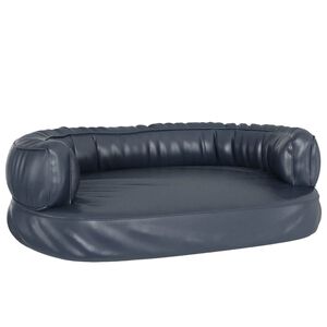 vidaXL Ergonomisk hundb&auml;dd m&ouml;rkbl&aring; 75x53 cm konstl&auml;der