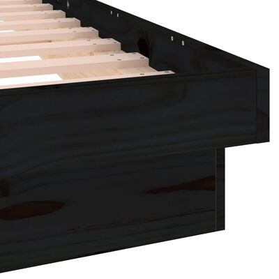 vidaXL Sängram LED svart 100x200 cm massivt trä
