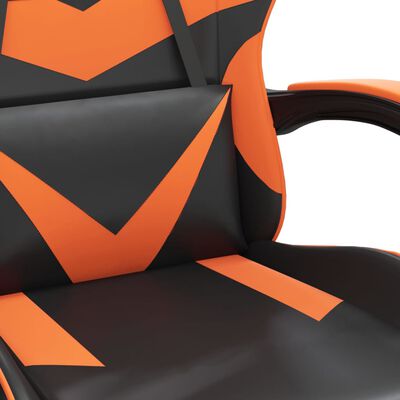vidaXL Snurrbar gamingstol svart och orange konstläder