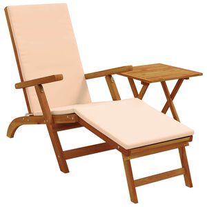 vidaXL Reclining och F&auml;llbar Solstol 2 pcs Beige Massivt Akaciatr&auml;