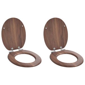 vidaXL Mjukt st&auml;ngande toalettlock 2 st Brun 44 x 38 cm MDF-board