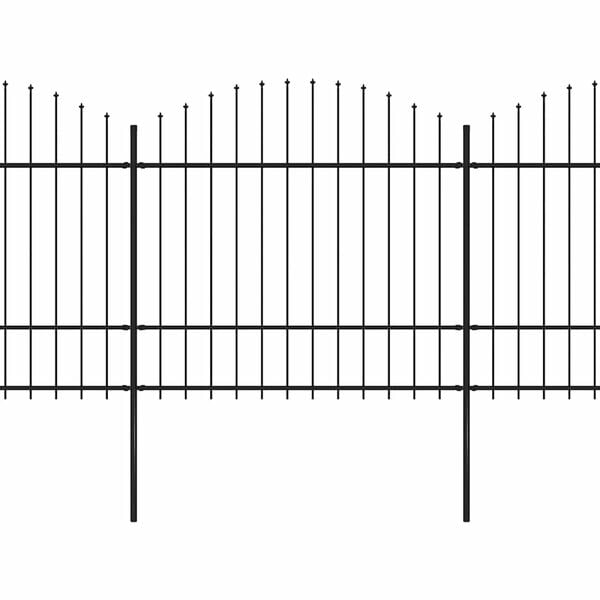 vidaXL Tr&auml;dg&aring;rdsstaket med spjutspets st&aring;l 359x175 cm svart
