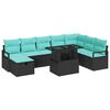 vidaXL Tr&auml;dg&aring;rdsoffset med kudde med lagring 9 pcs Svart Poly rattan