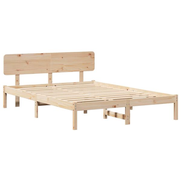vidaXL S&auml;ngram med huvudgavel Naturf&auml;rg 200 x 200 cm Massiv furu