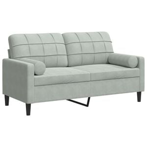 vidaXL 2-sitssoffa med prydnadskuddar ljusgr&aring; 140 cm sammet