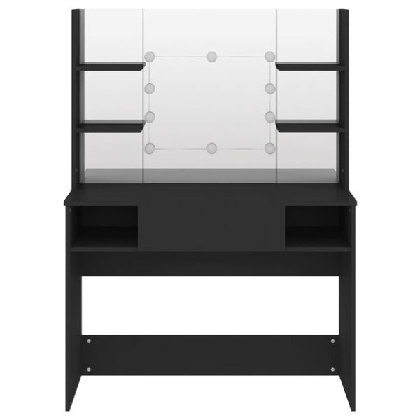 vidaXL Sminkbord med LED-belysning 100x40x135 cm MDF svart