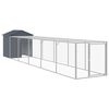 vidaXL H&ouml;nshus med g&aring;rd antracit 117x609x123 cm galvaniserat st&aring;l