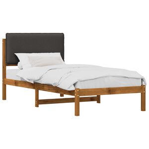 vidaXL S&auml;ngram med Kl&auml;dd Huvudgavel Naturlig och m&ouml;rkgr&aring; 75 x 190 cm