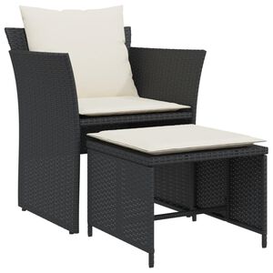 vidaXL Reclinerstol f&ouml;r tr&auml;dg&aring;rden med fotpall svart konstrotting