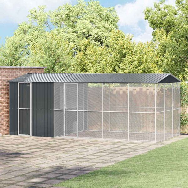 vidaXL F&aring;gelbur Antracit 645 x 310 x 247 cm Galvaniserat St&aring;l