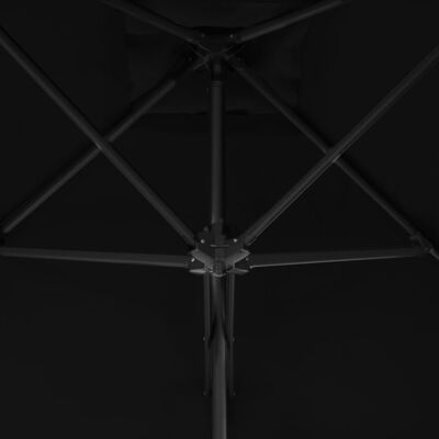 vidaXL Trädgårdsparasoll med stålstång svart 250x250x230 cm