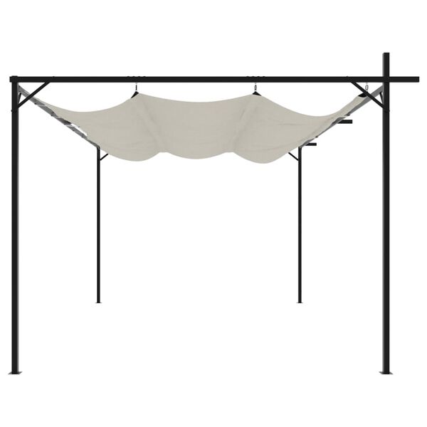 vidaXL Pergola med infällbart tak gräddvit 395x292x230 cm