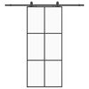 vidaXL Skjutd&ouml;rr med beslag svart 90x205 cm ESG-glas