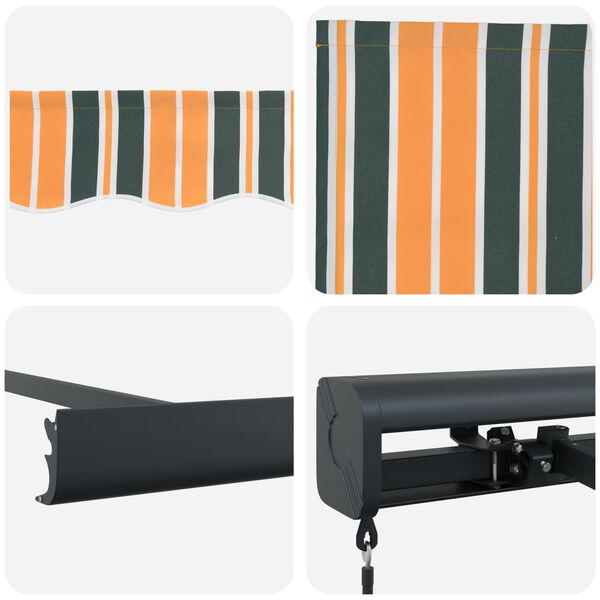 vidaXL Utf&auml;llbar markis Gr&ouml;n och Gul 300 x 250 cm Tyg och Metall