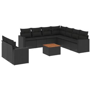 vidaXL Loungegrupp 10 delar med svarta dynor konstrotting