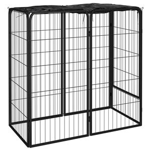 vidaXL Hundbur 6 paneler svart 50x100 cm pulverlackerat st&aring;l