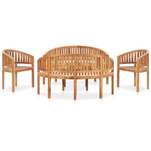 vidaXL Loungegrupp f&ouml;r tr&auml;dg&aring;rden 5 delar bananformad massivt teaktr&auml;